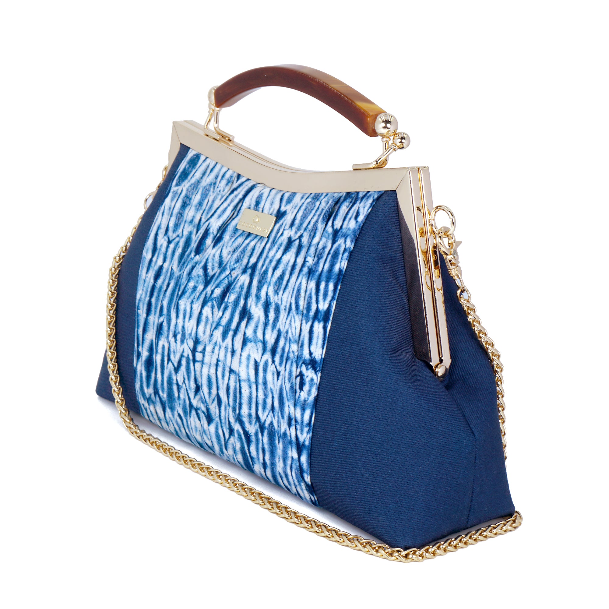 Amber Resin Top Handle Bag  - Shibori Water Wave