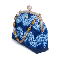 Handle Bag with Bamboo Chain - Shibori Wavy
