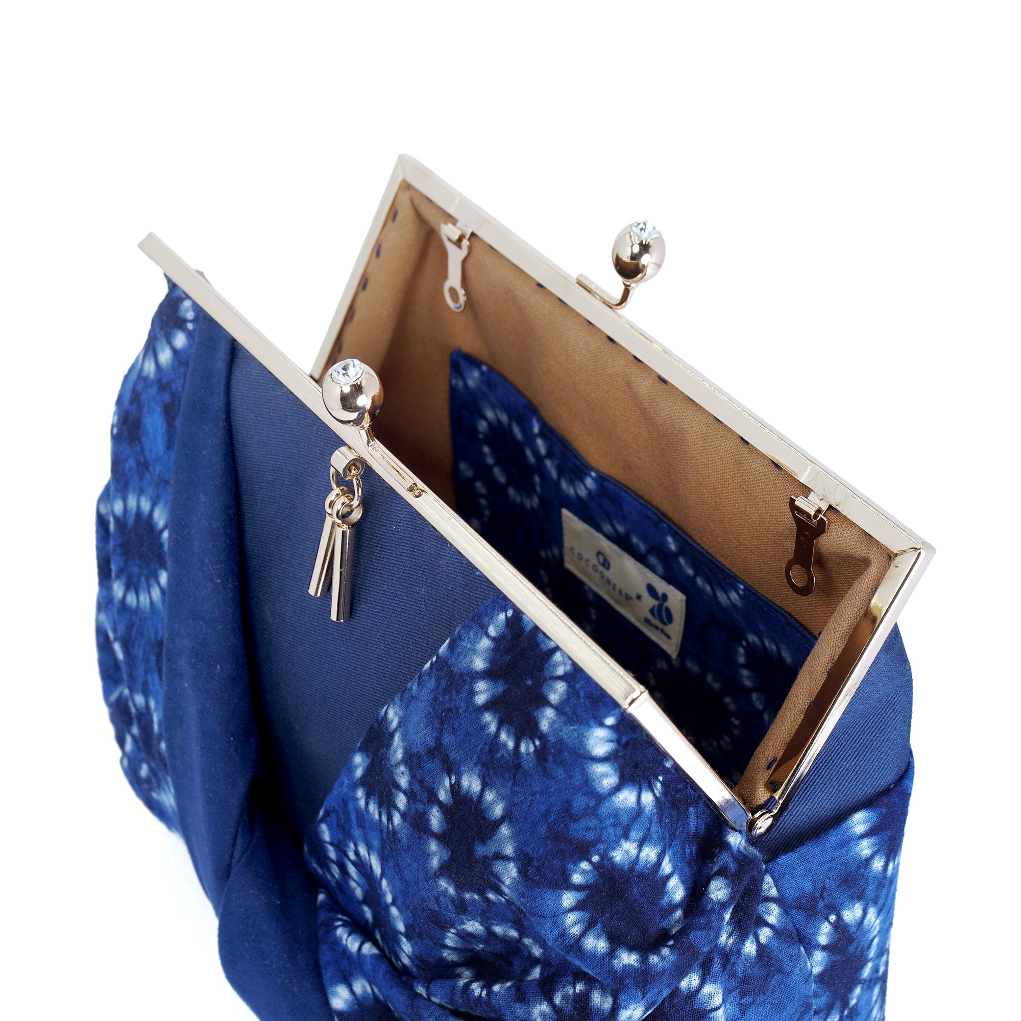 Tassel Decor Crossbody Bag - Shibori Polka Dots