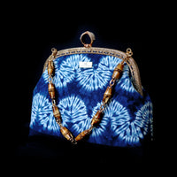 Handle Bag with Bamboo Chain - Shibori Wavy