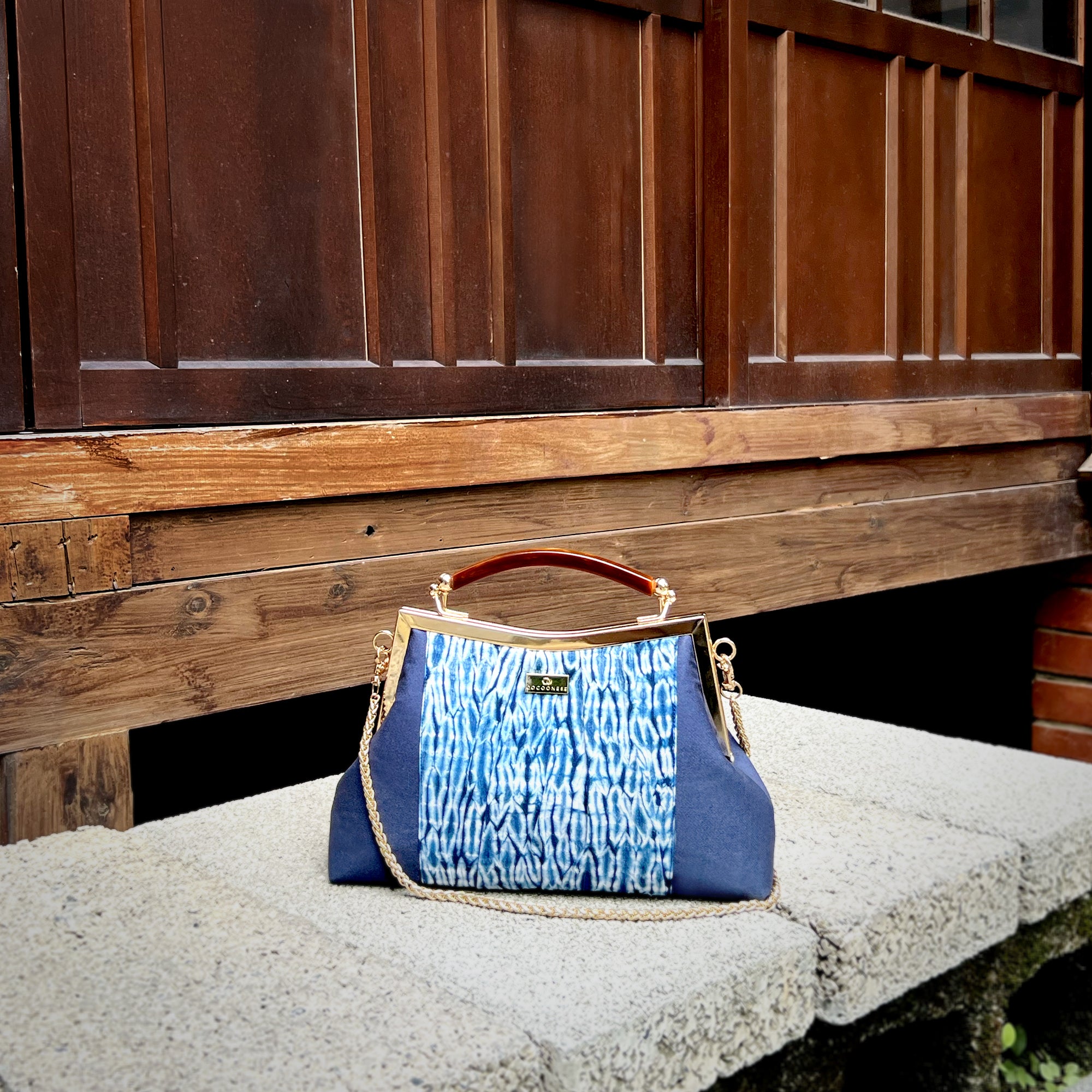 Amber Resin Top Handle Bag  - Shibori Water Wave