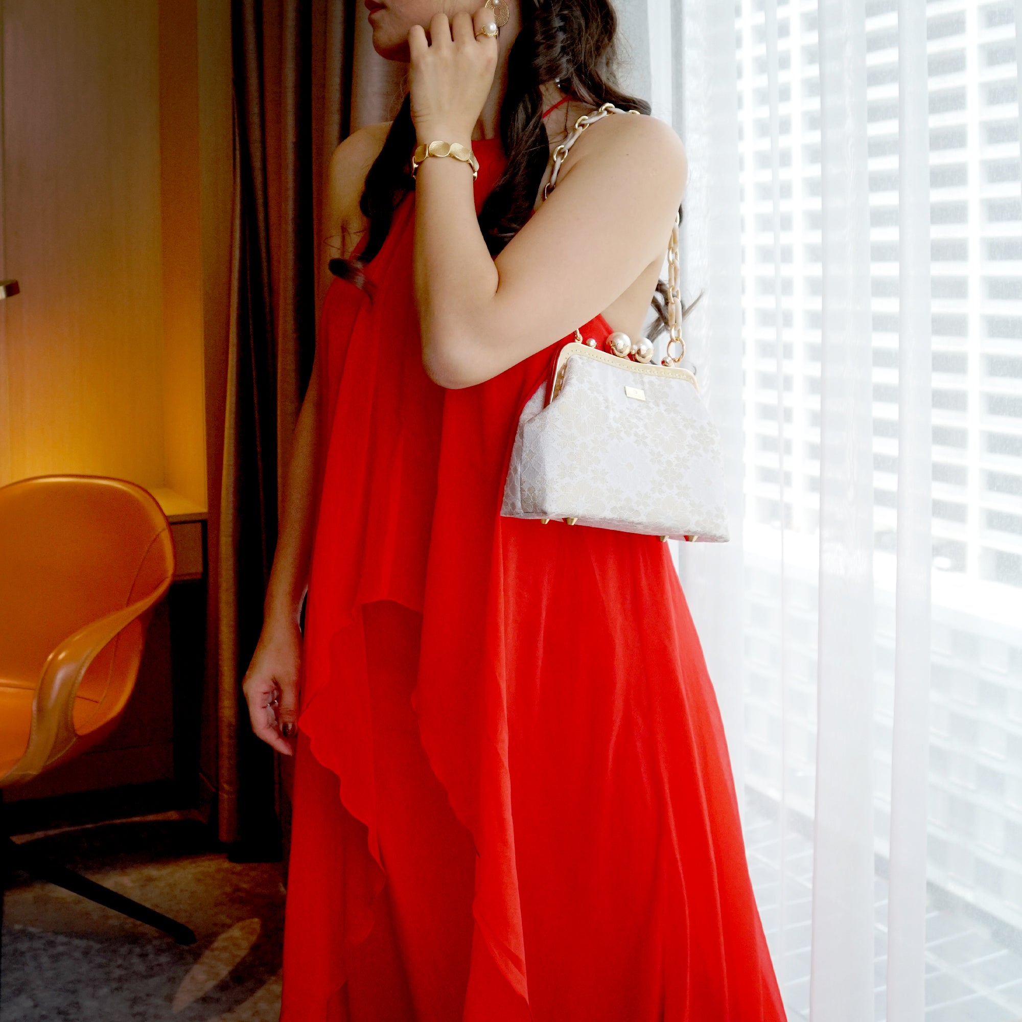 Acrylic Chain Songket Shoulder Bag - Splendidly