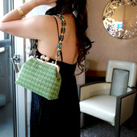 Acrylic Chain Tweed Shoulder Bag