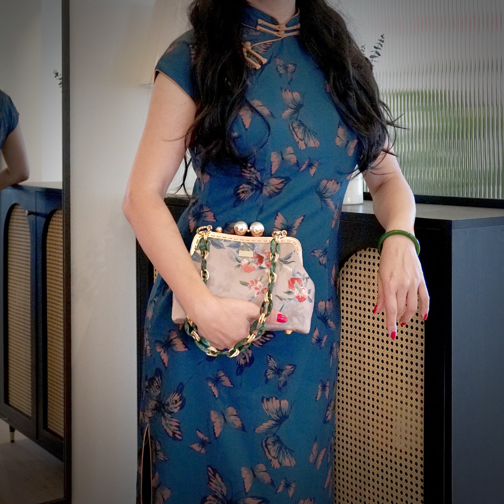 40% OFF - Acrylic Chain Shoulder Bag - Inked Flower