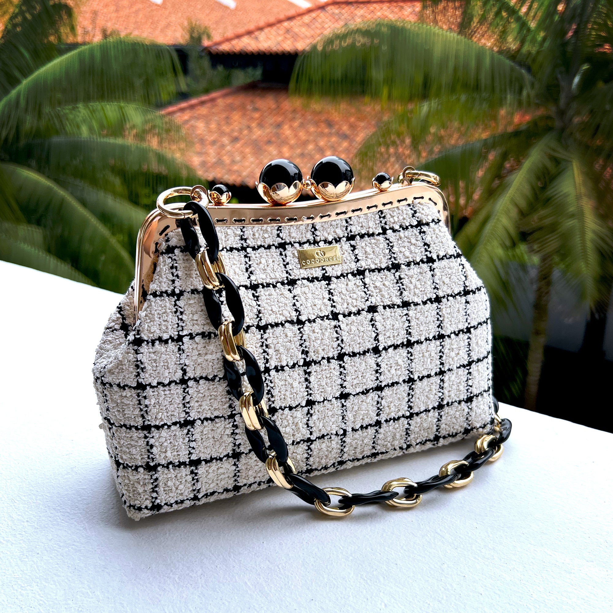 Acrylic Chain Tweed Shoulder Bag - Regal Mosaic