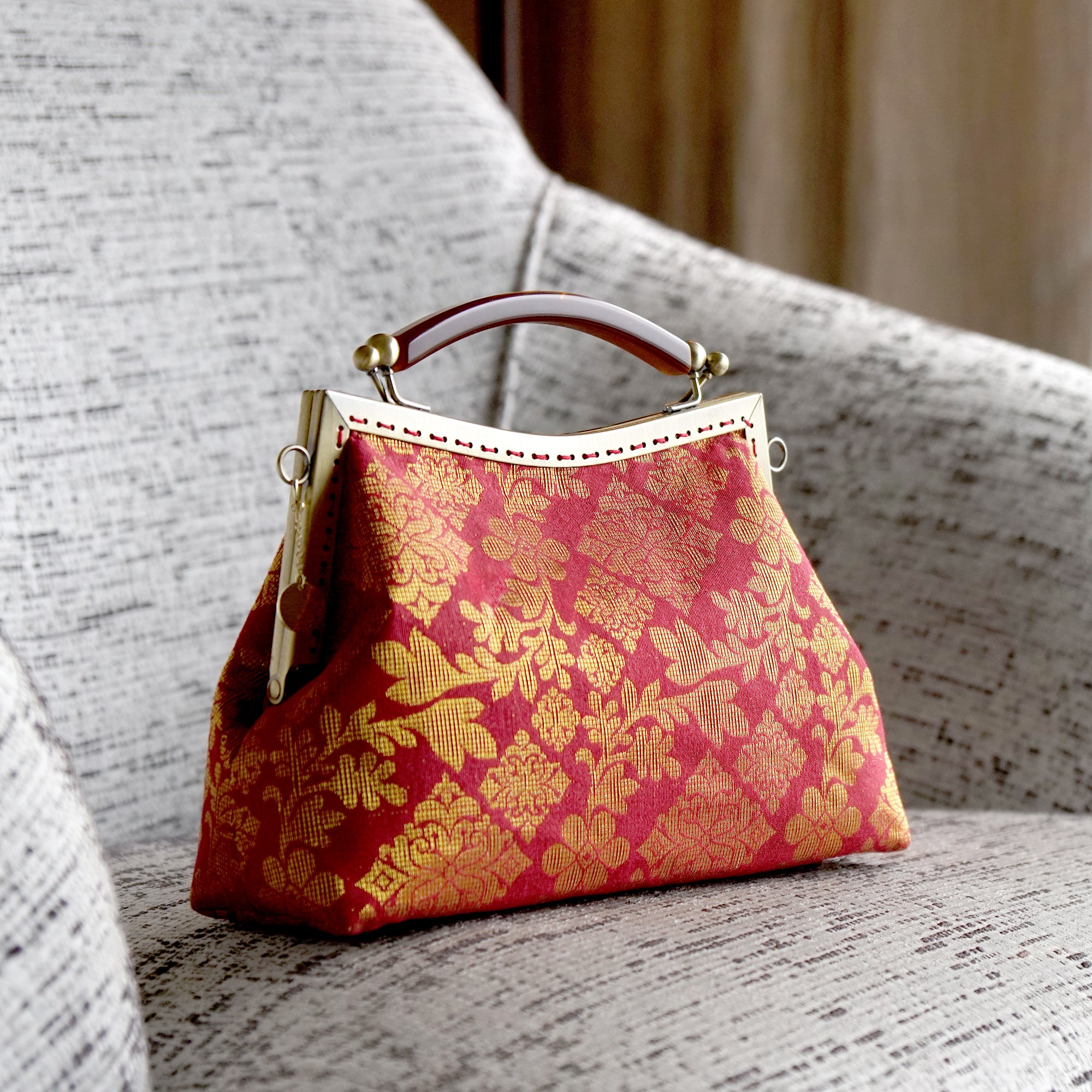 50% OFF - Amber Resin Top Handle Bag - Royal Songket