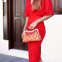 50% OFF - Amber Resin Top Handle Bag - Royal Songket