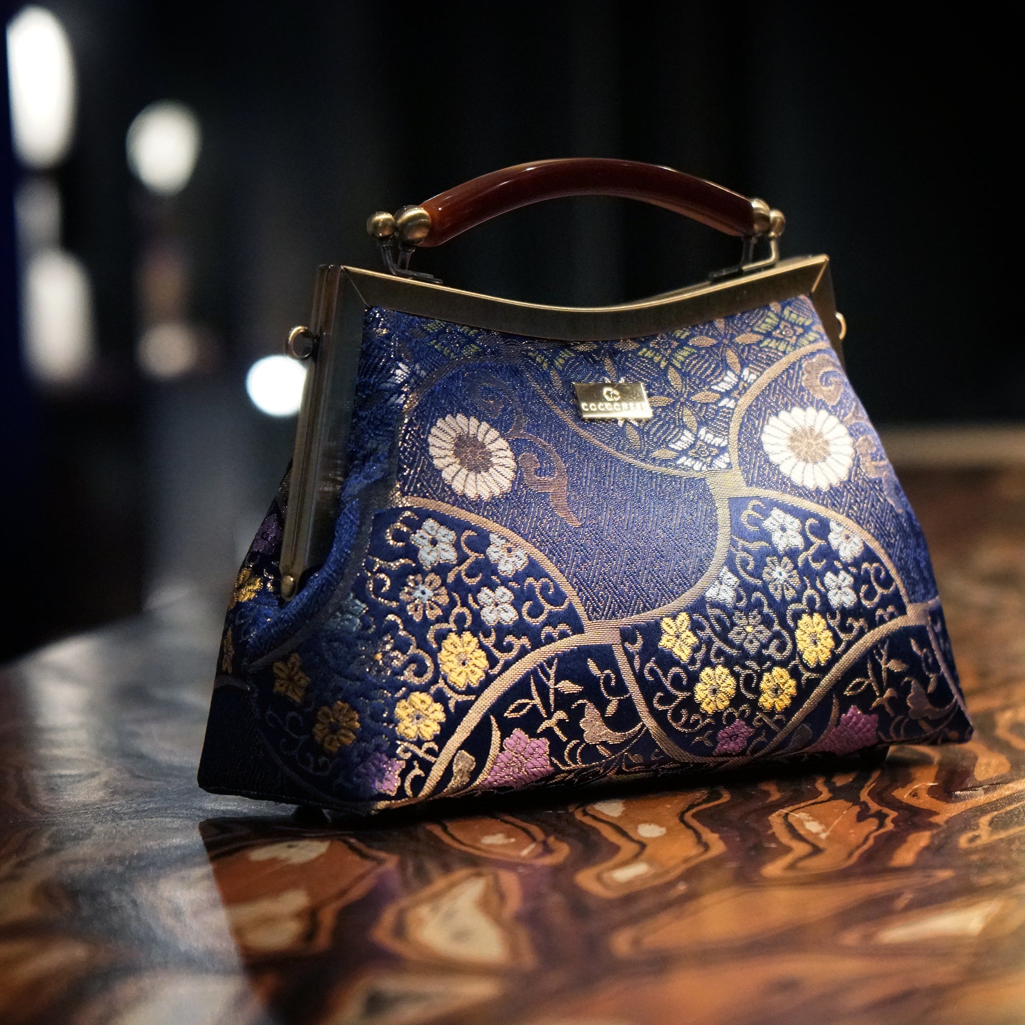 Amber Resin Top Handle Bag - Dahlia