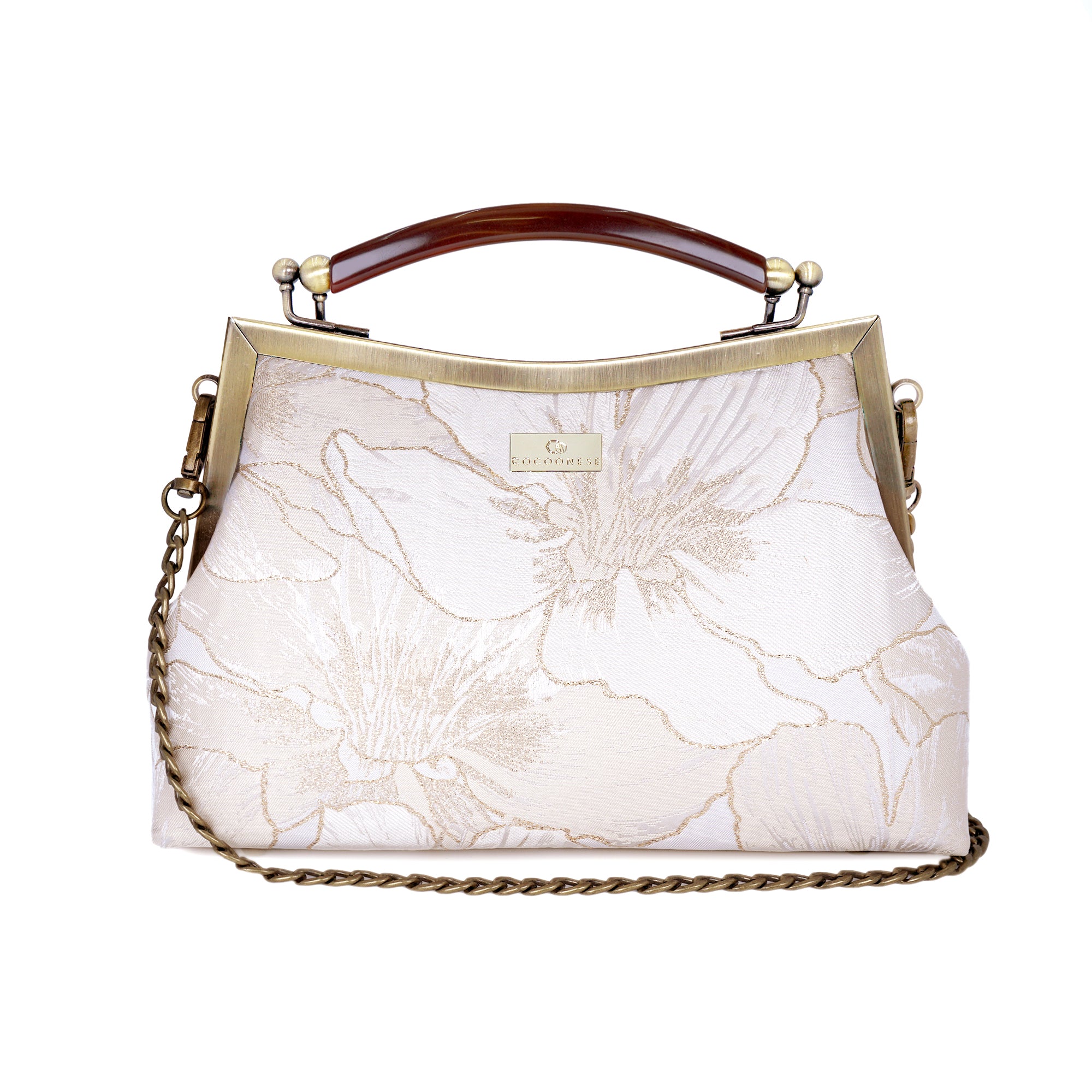 Amber Resin Top Handle Bag - Gold Lily