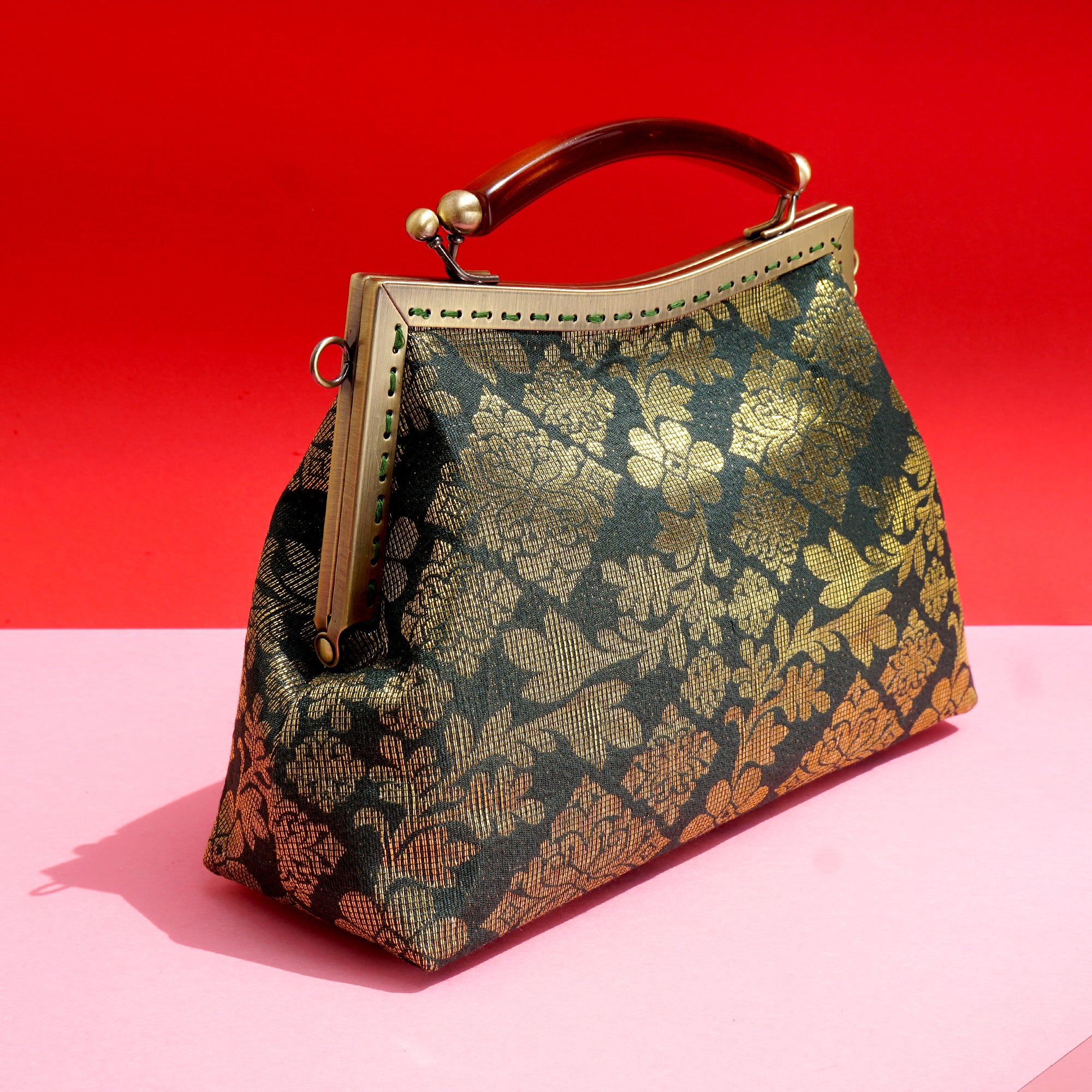 50% OFF - Amber Resin Top Handle Bag - Royal Songket (GNG)