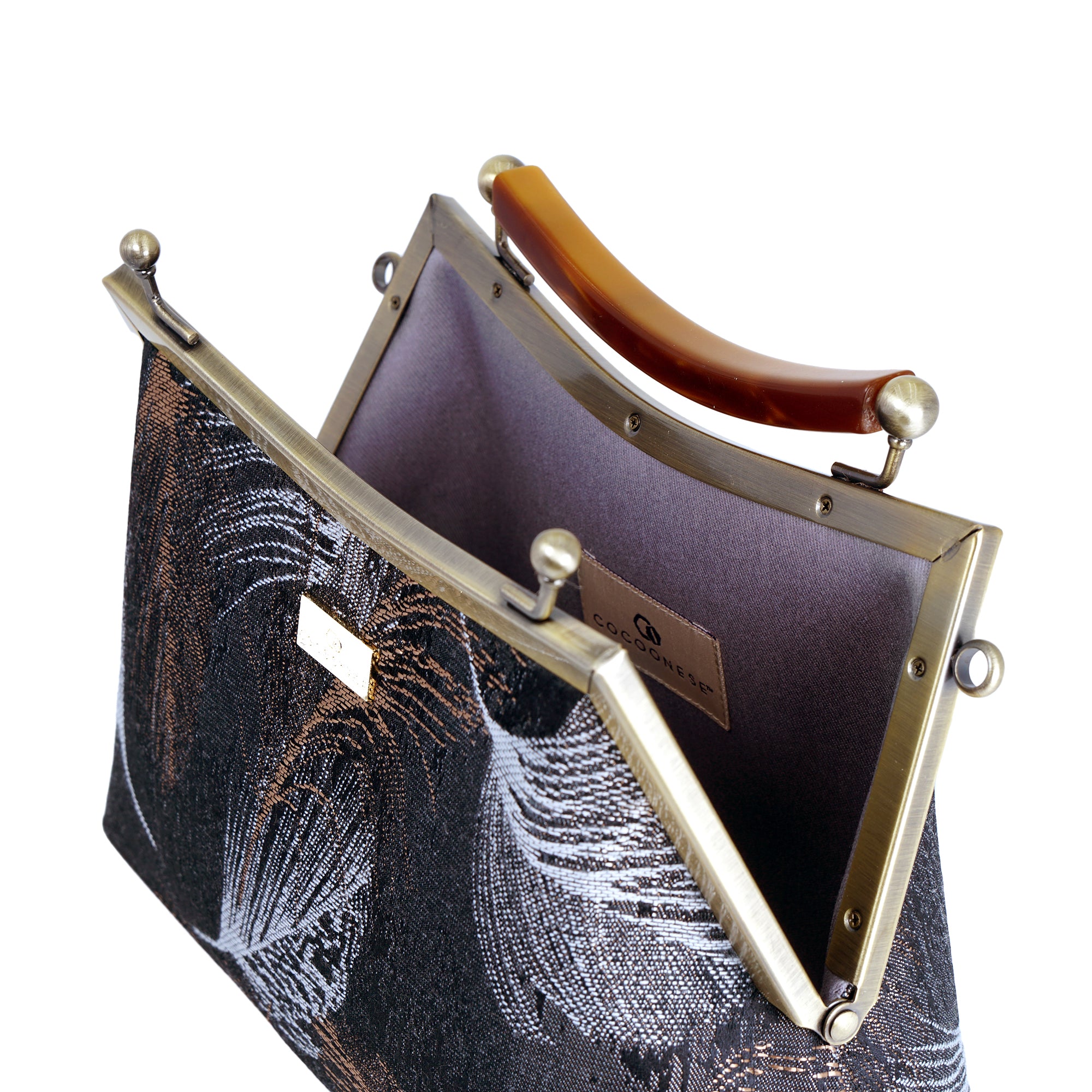 Amber Resin Top Handle Bag - Feather