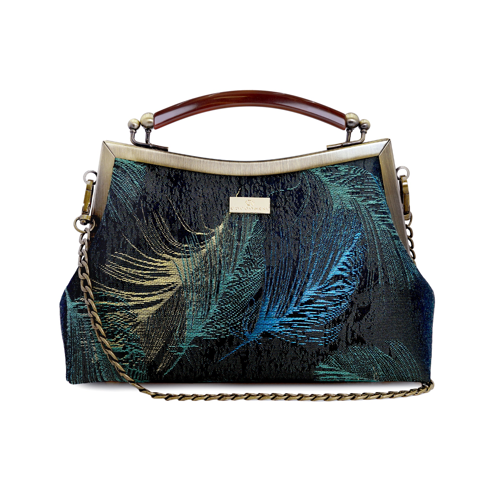 Amber Resin Top Handle Bag - Feather
