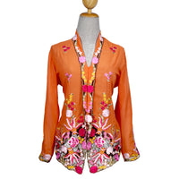 Nyonya Kebaya Blouse - Goldfish Butterflies (size: L)