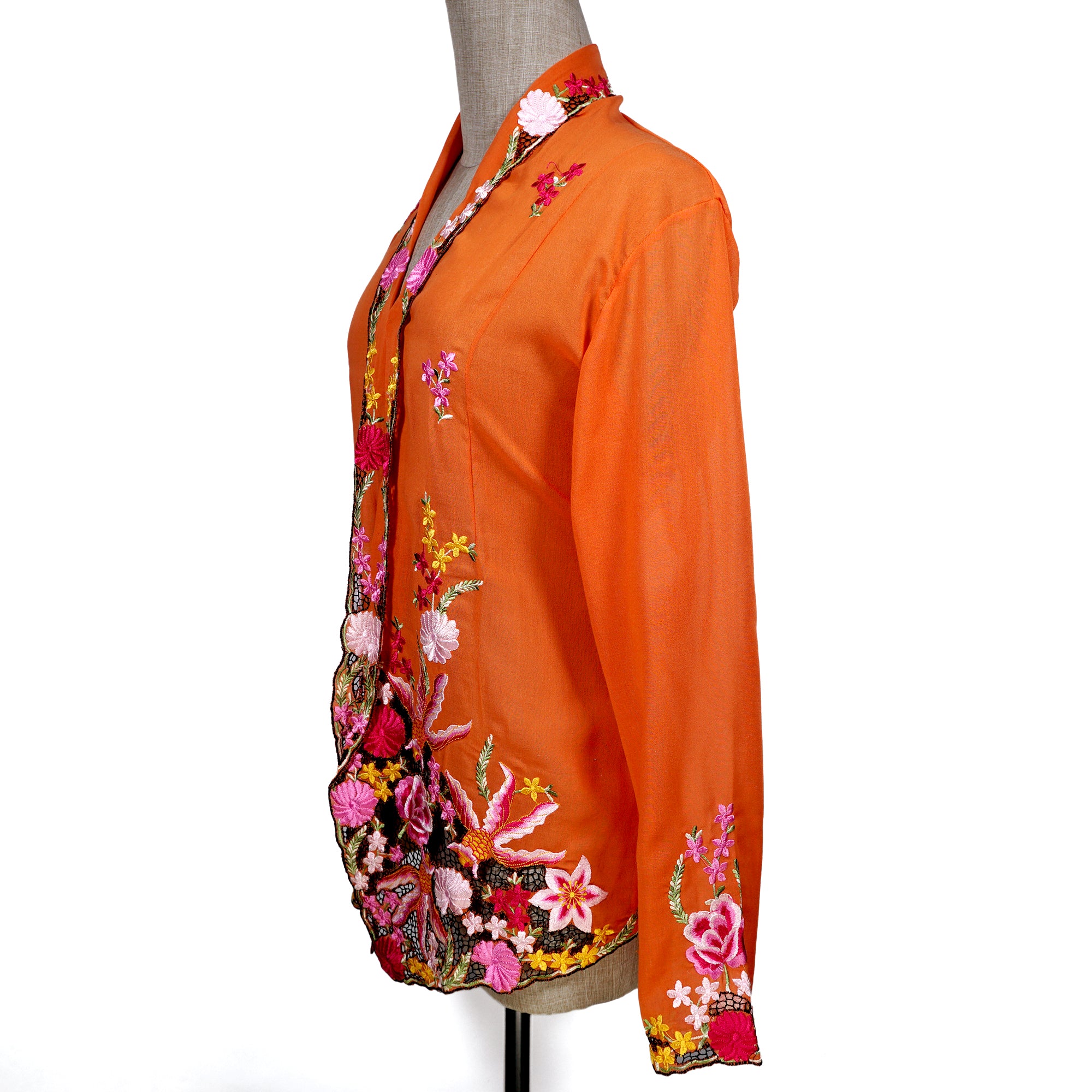 Nyonya Kebaya Blouse - Goldfish Butterflies (size: L)