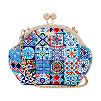 Acrylic Chain Handle Clasp Sling Bag - Peranakan Tiles