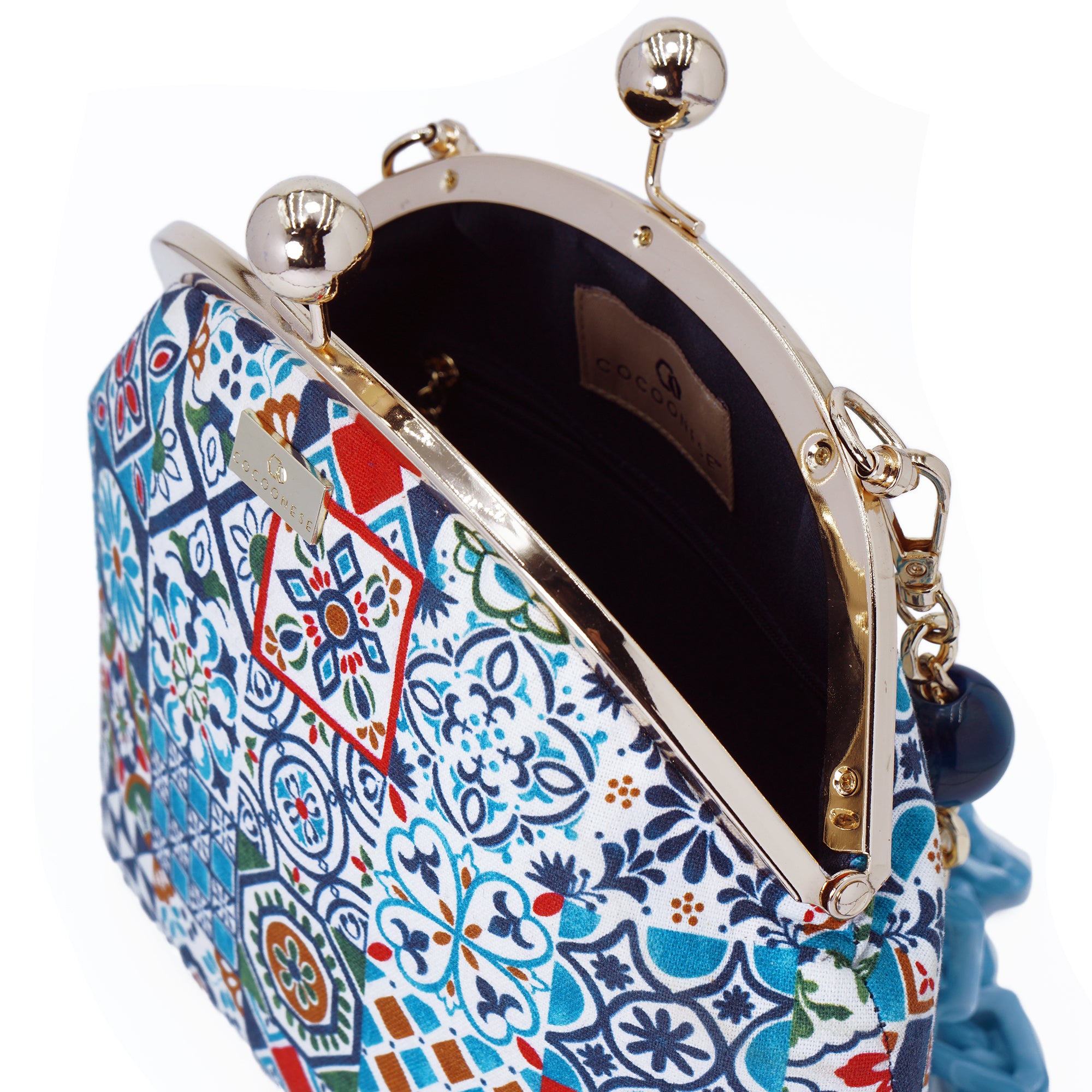 Acrylic Chain Handle Clasp Sling Bag - Peranakan Tiles