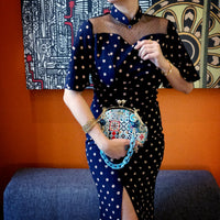 Acrylic Chain Handle Clasp Sling Bag - Peranakan Tiles