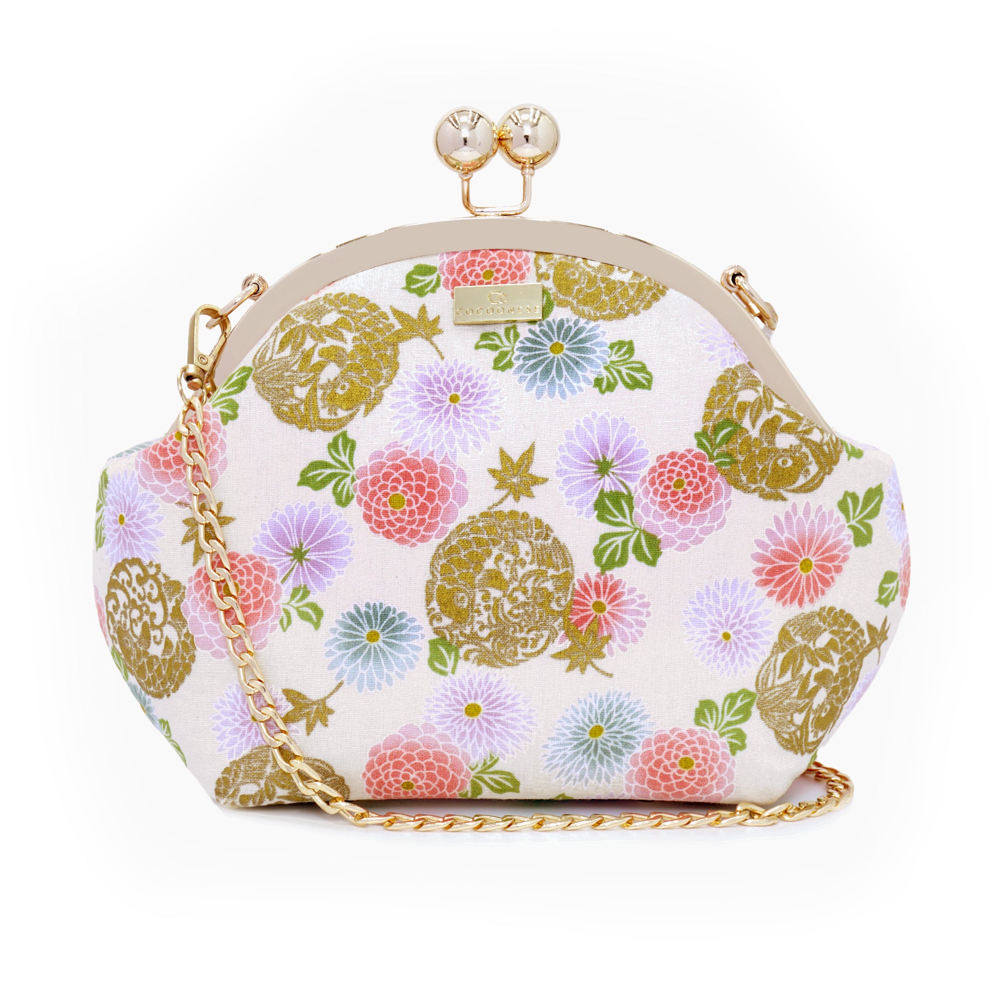 20% OFF - Acrylic Chain Handle Clasp Sling Bag - Goldfish & Flowers