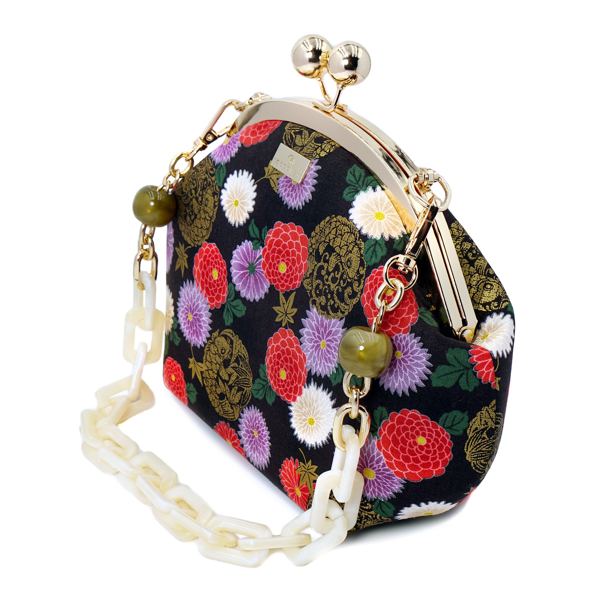 20% OFF - Acrylic Chain Handle Clasp Sling Bag - Goldfish & Flowers