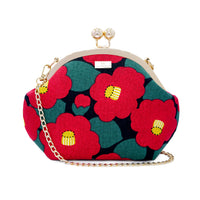 Acrylic Chain Handle Clasp Sling Bag - Camellia Japonica