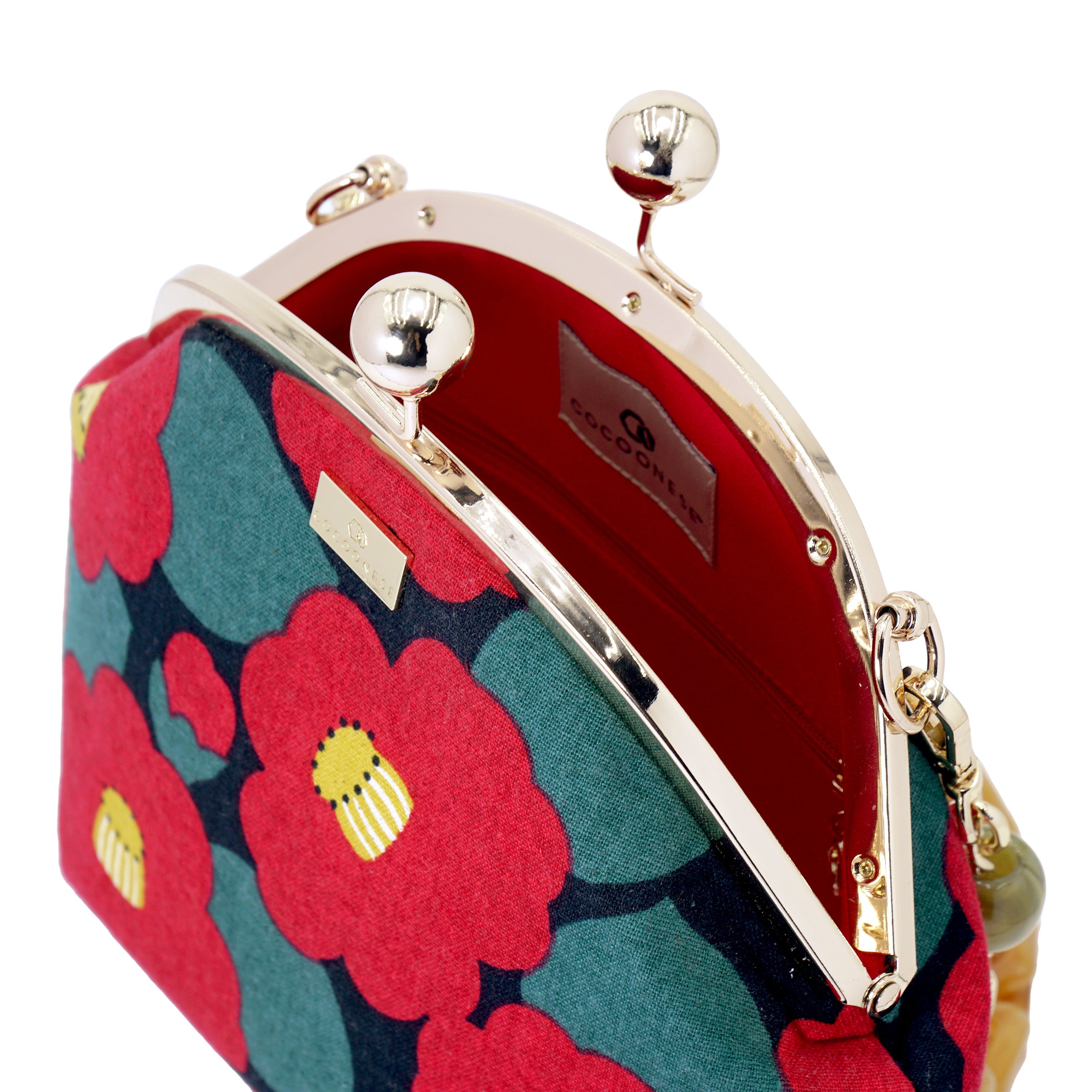 Acrylic Chain Handle Clasp Sling Bag - Camellia Japonica