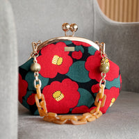 Acrylic Chain Handle Clasp Sling Bag - Camellia Japonica