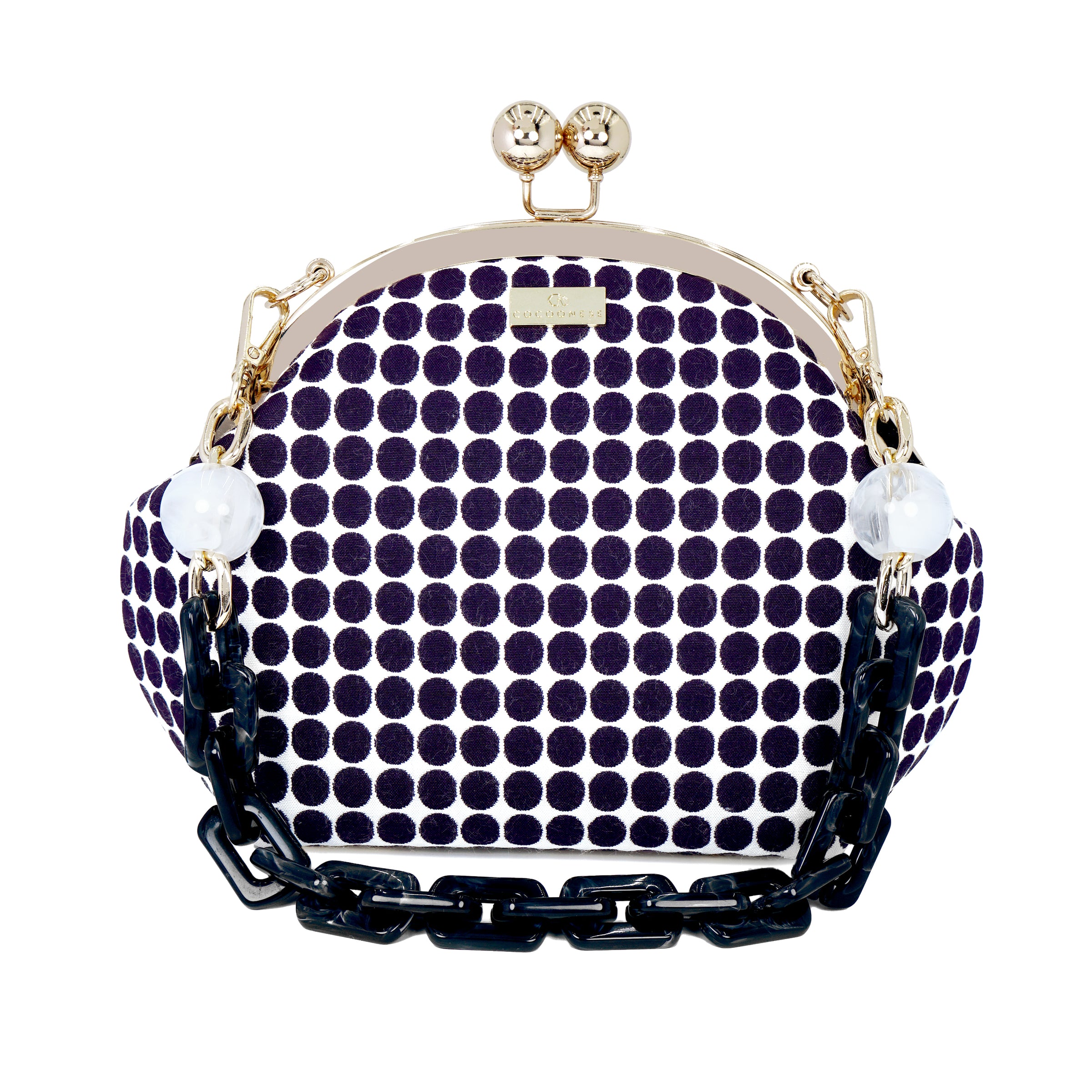 Acrylic Chain Handle Clasp Sling Bag - Polka Dot