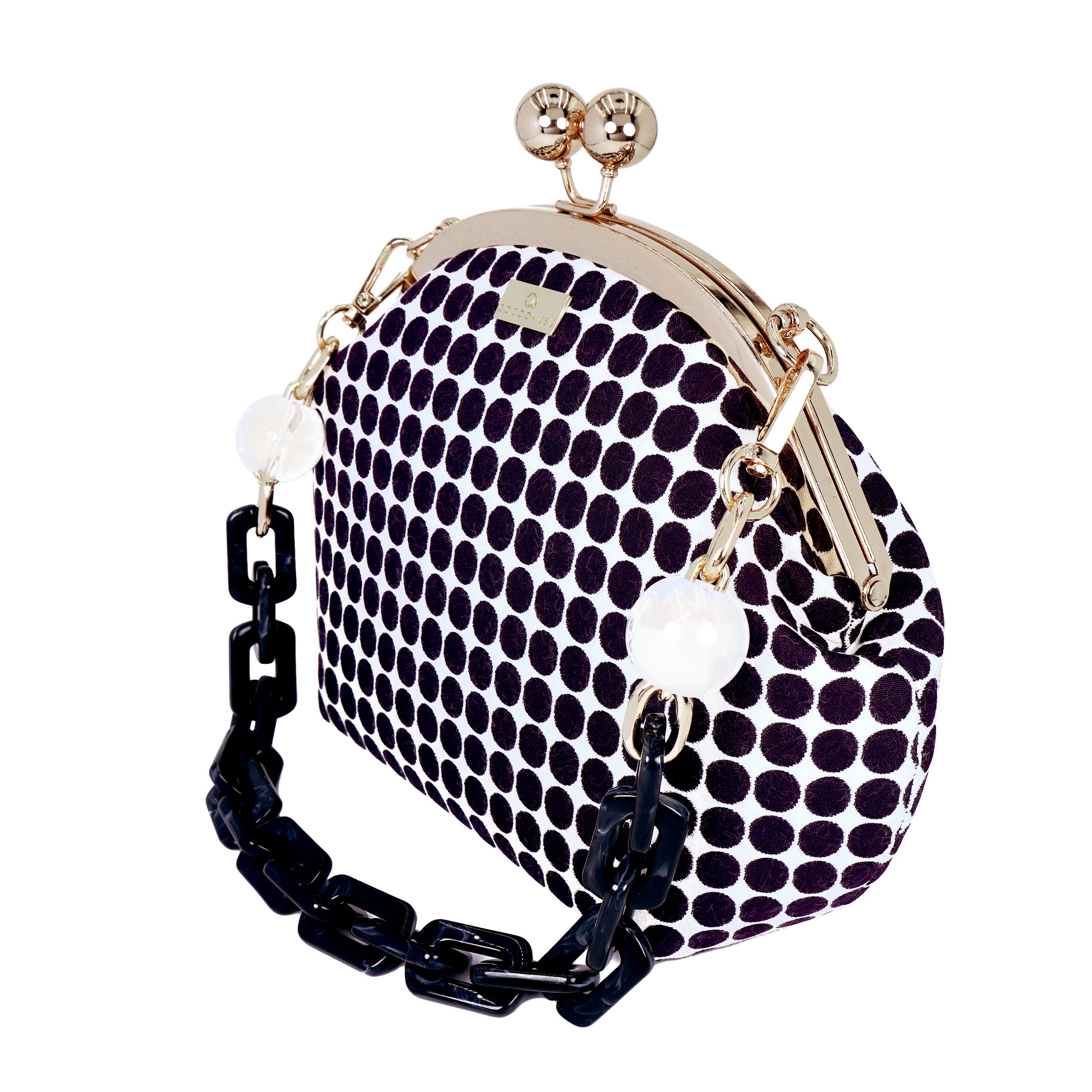 Acrylic Chain Handle Clasp Sling Bag - Polka Dot