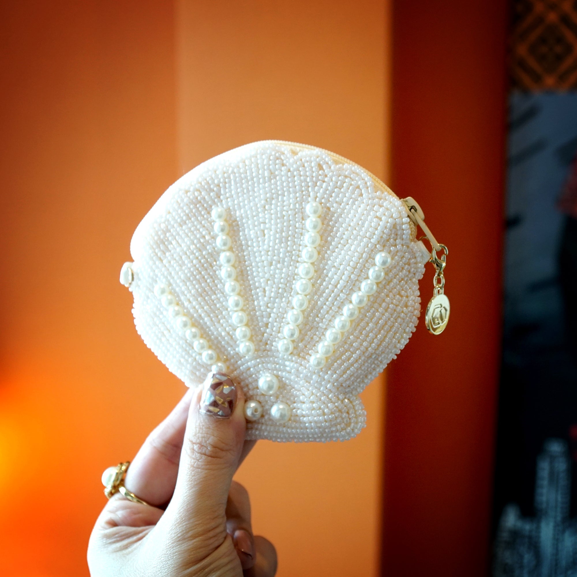 Beaded Coin Purse - Shell