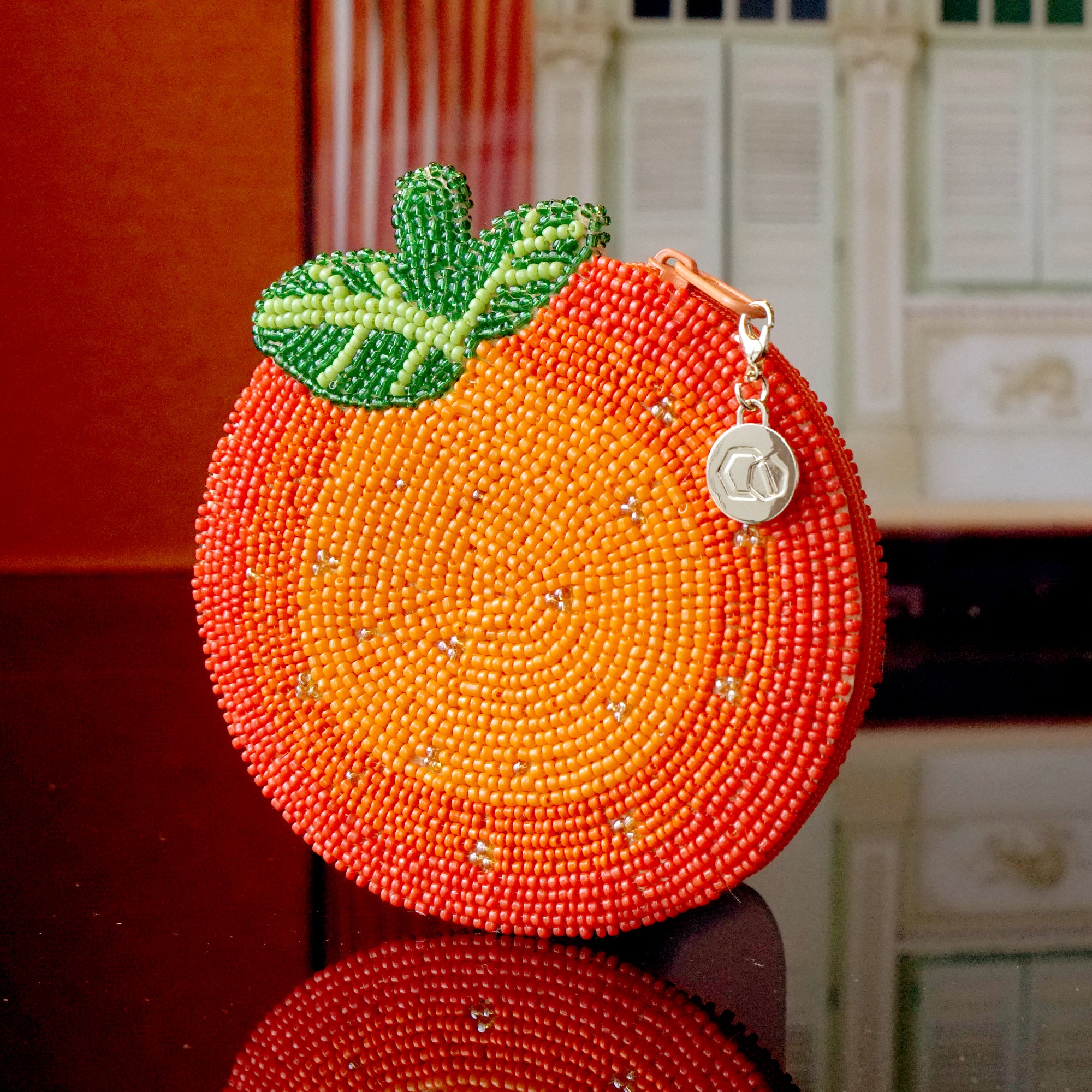 Beaded Coin Purse - Orange