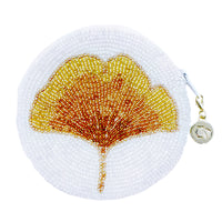 Beaded Coin Purse - Ginkgo Flower