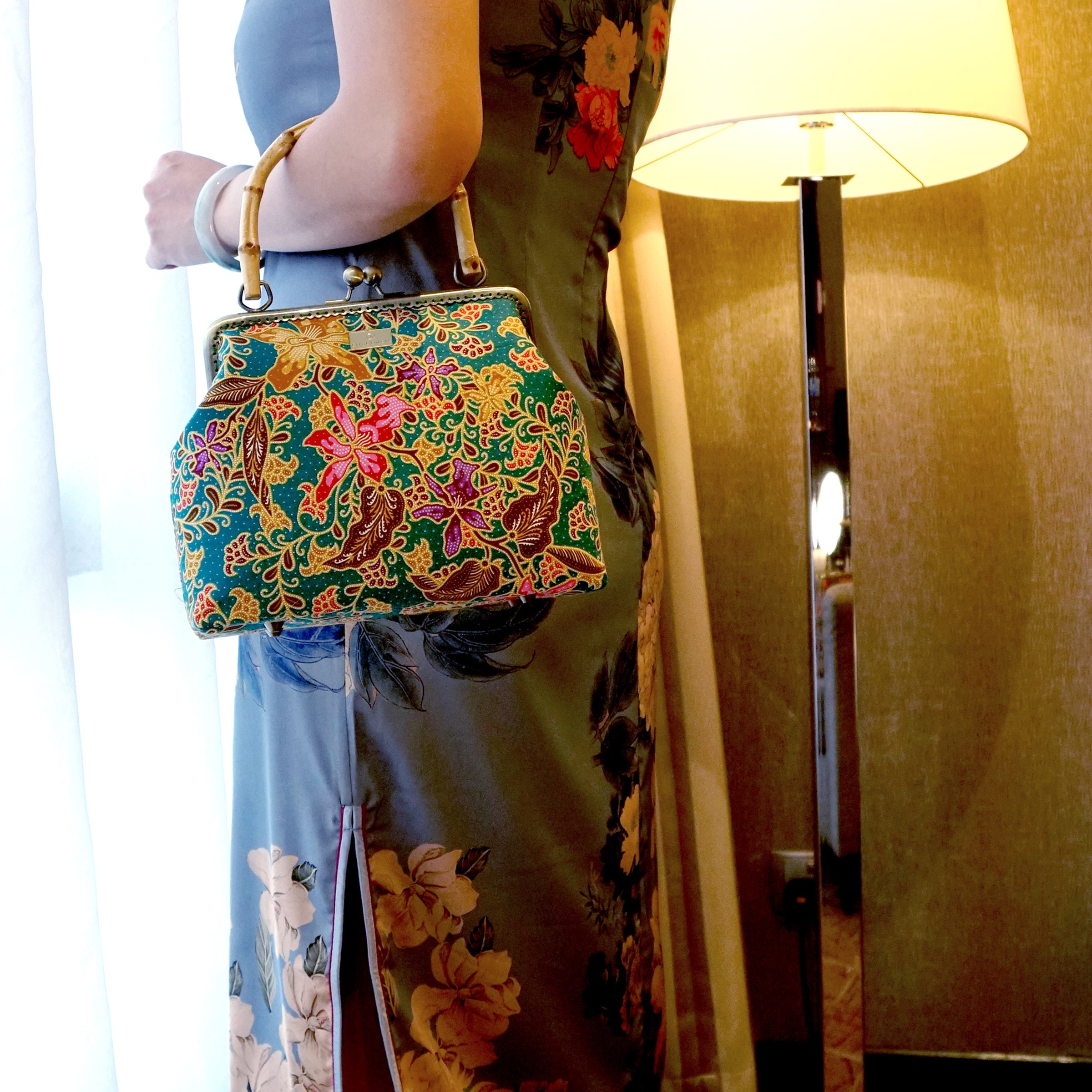 Bamboo Top Handle Bag - Orchid