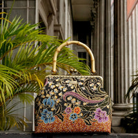 Bamboo Top Handle Bag - Mandala