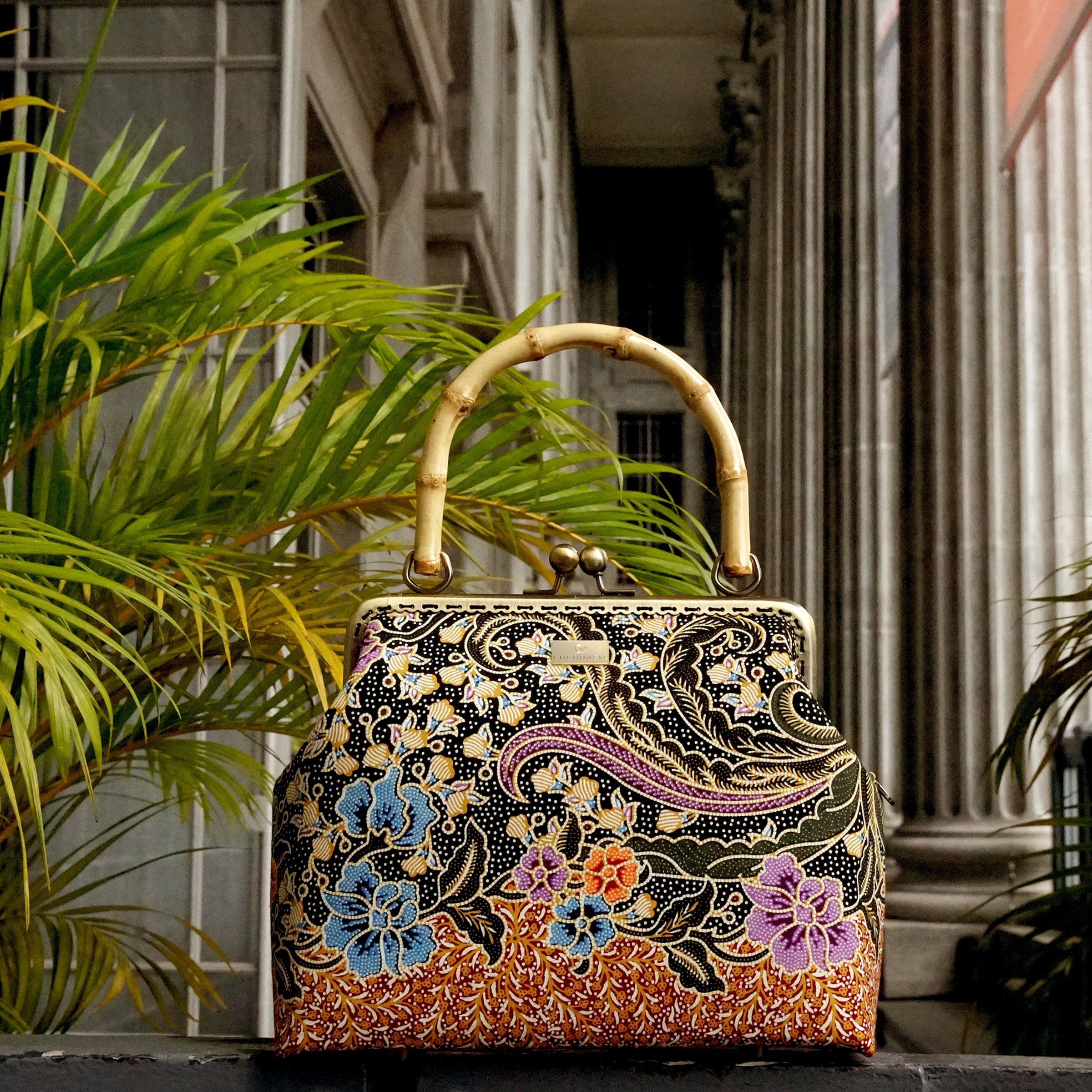 Bamboo Top Handle Bag - Mandala