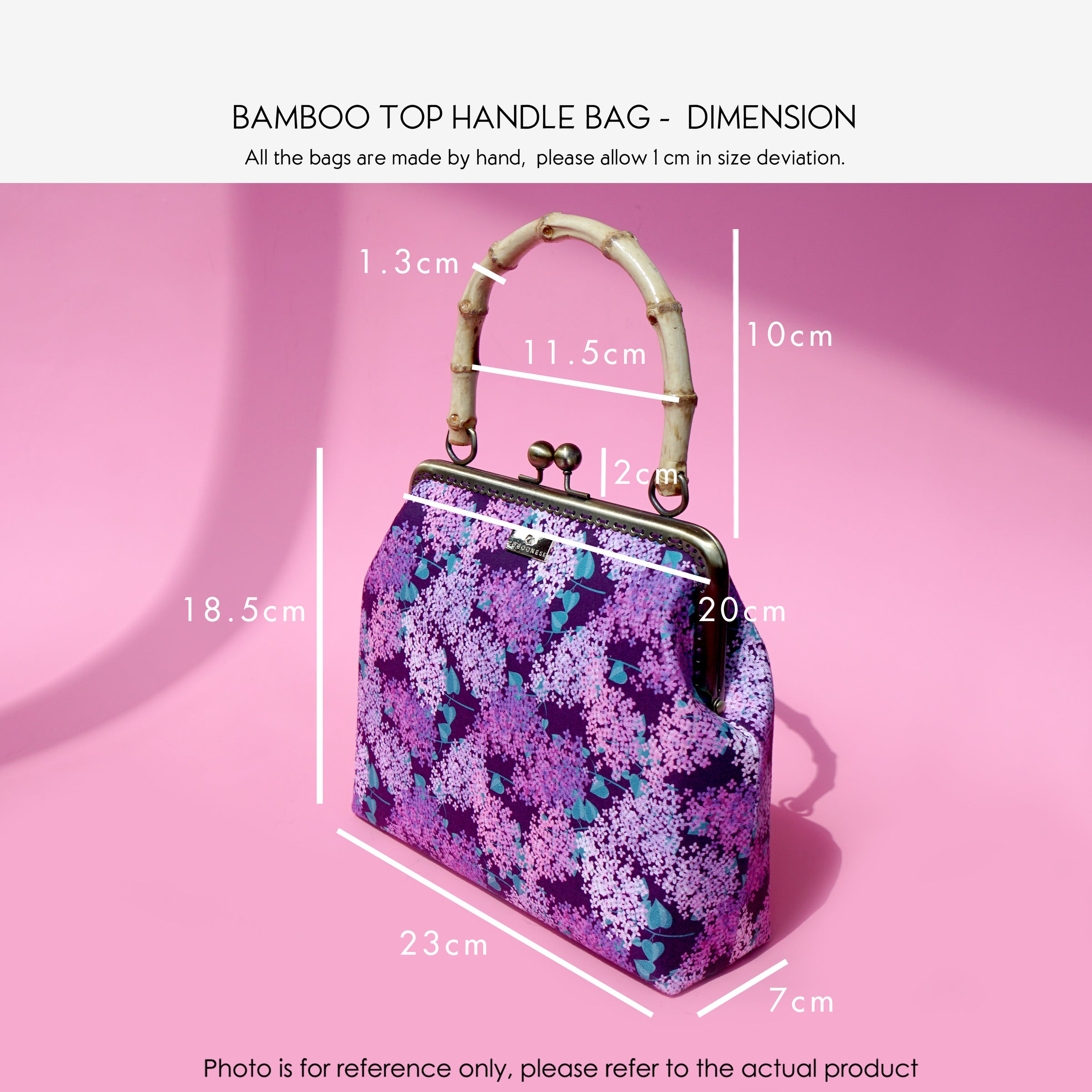 Bamboo Top Handle Bag - Hibiscus