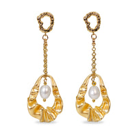 Skirt Shape Pendulum With Pearl Dangle Earrings