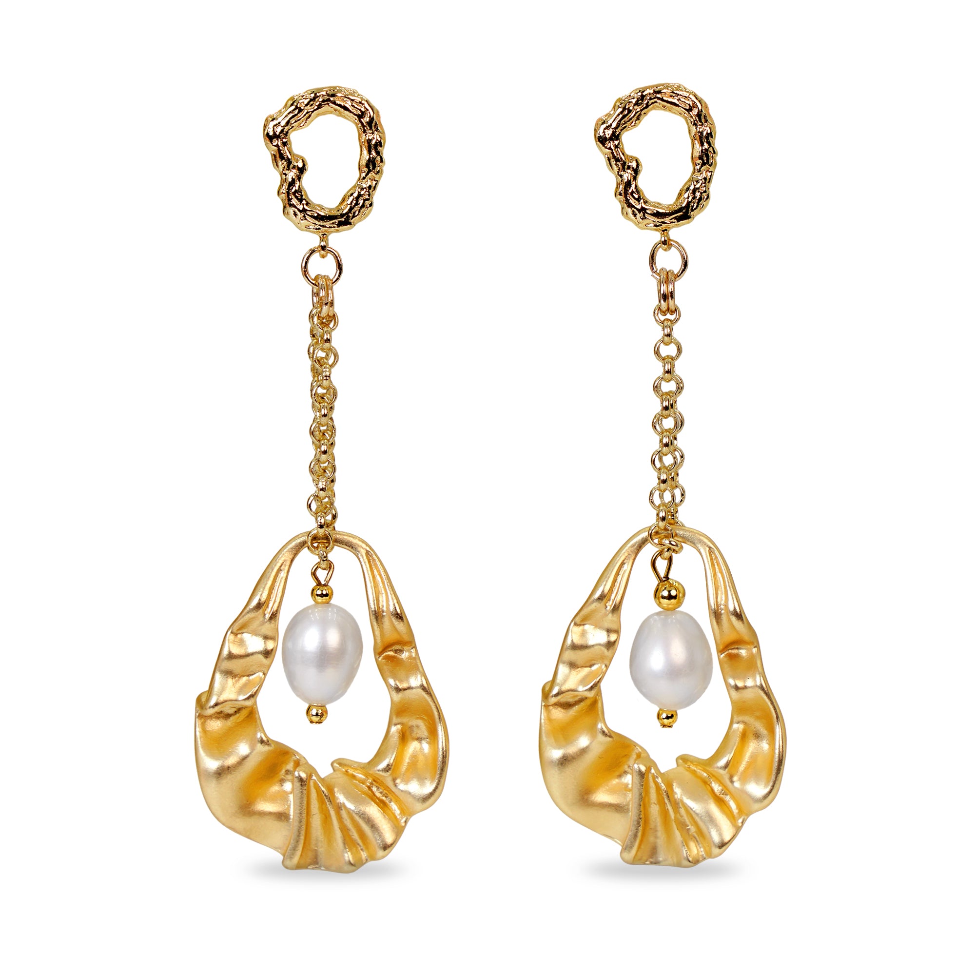 Skirt Shape Pendulum With Pearl Dangle Earrings