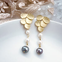 Grape Shape With Pearls Dangle Earrings