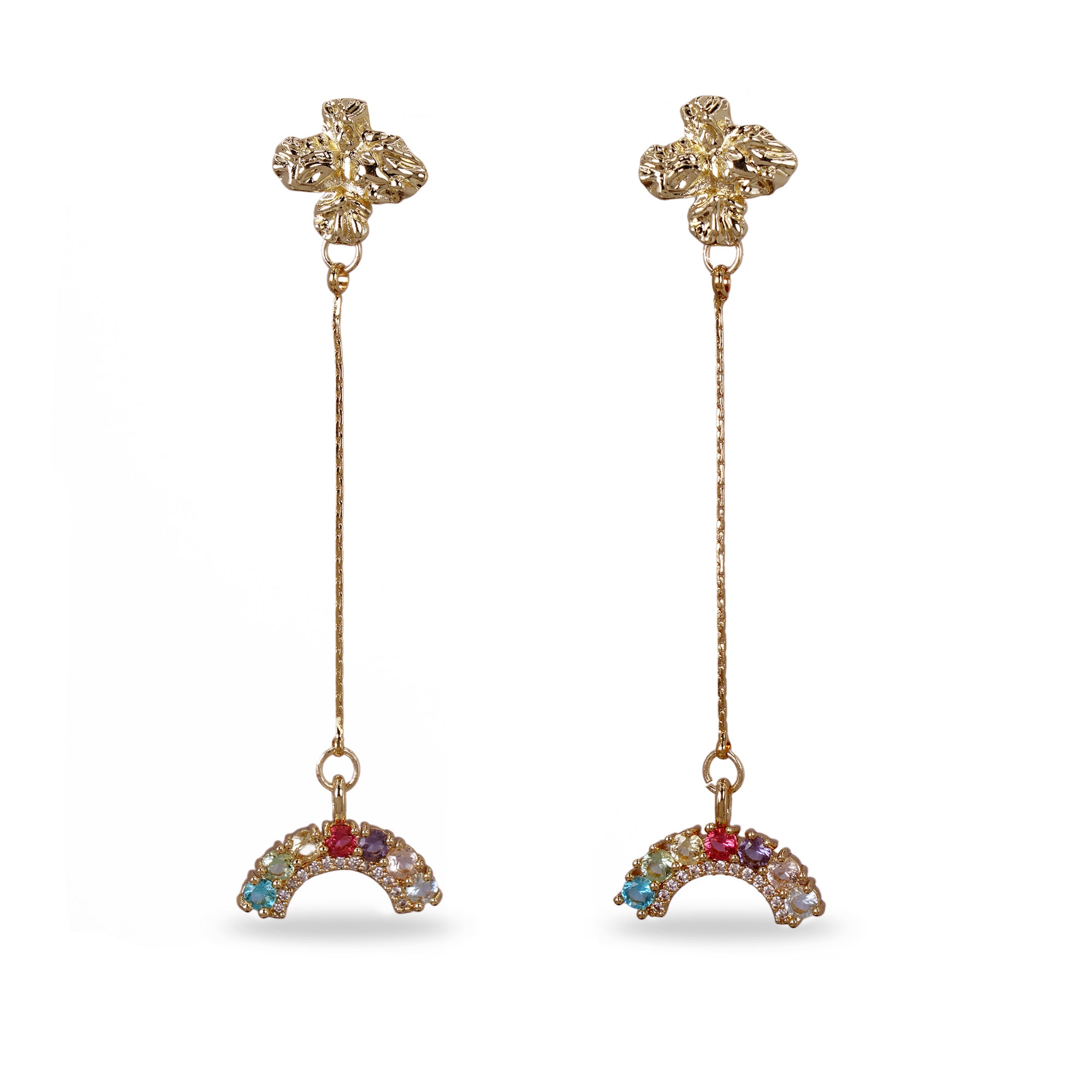 Rainbow Waterfall Long Drop Earrings