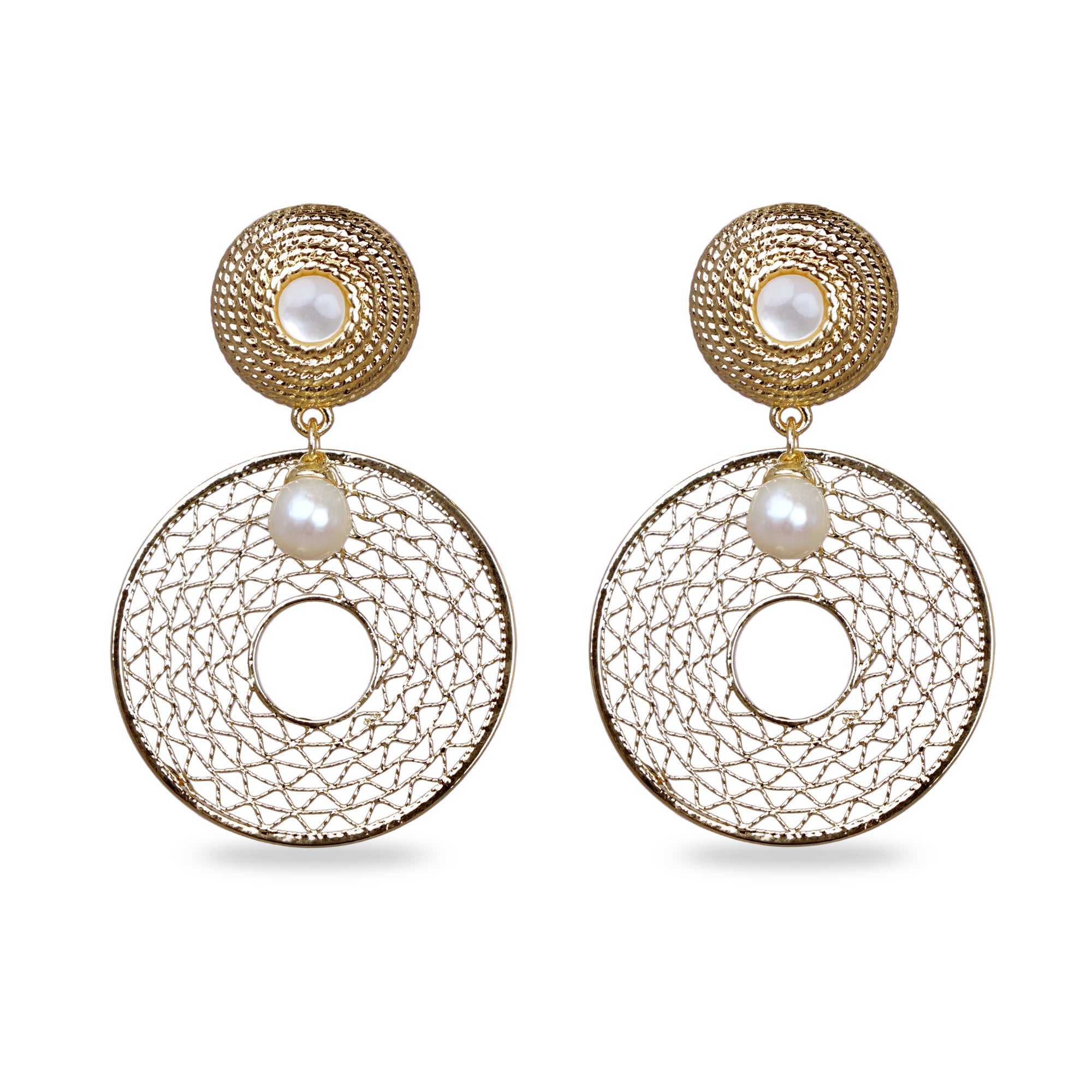 Disc Drop Earring In Gold