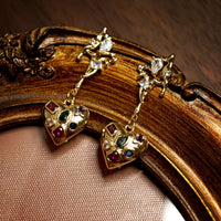 Multi Zircon Heart Shape Drop Earrings