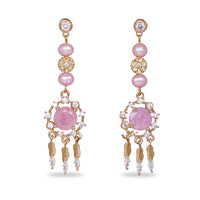Rose Quartz Dream Catcher Chandelier Earrings