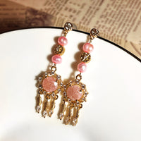 Rose Quartz Dream Catcher Chandelier Earrings