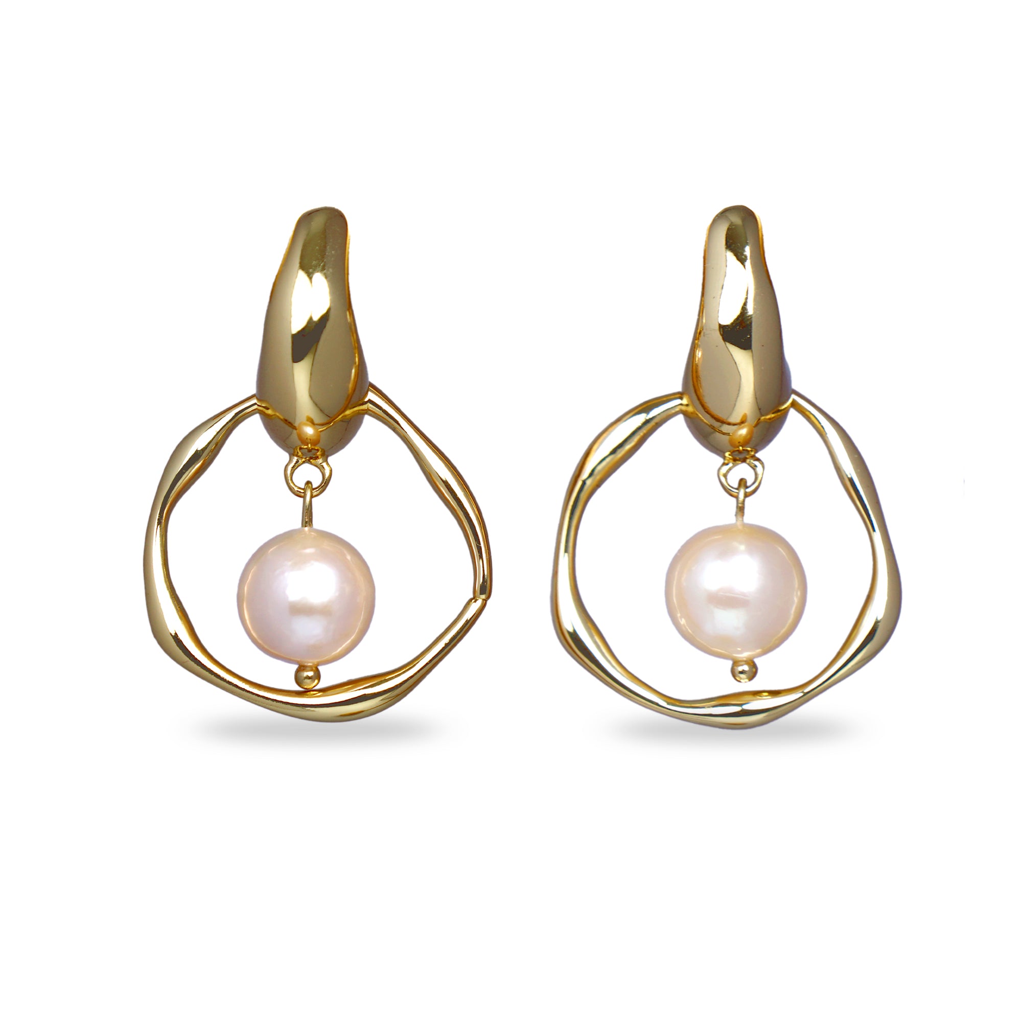 Interlock Hoops Earrings With Pearl
