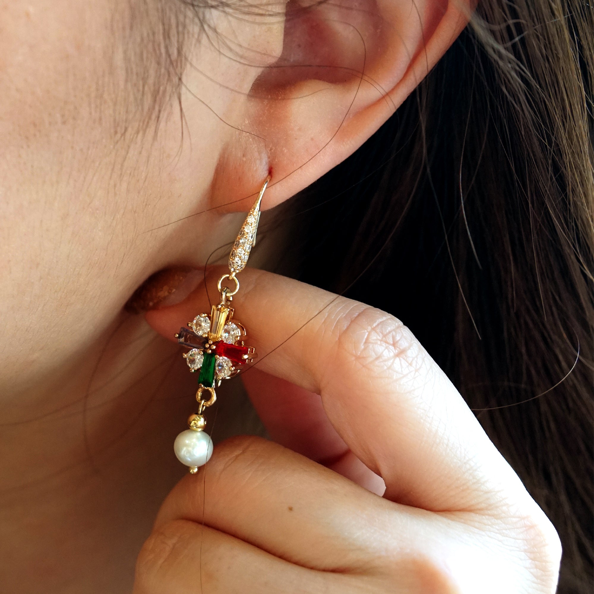 Gold Plated Cross Dangle Earrings