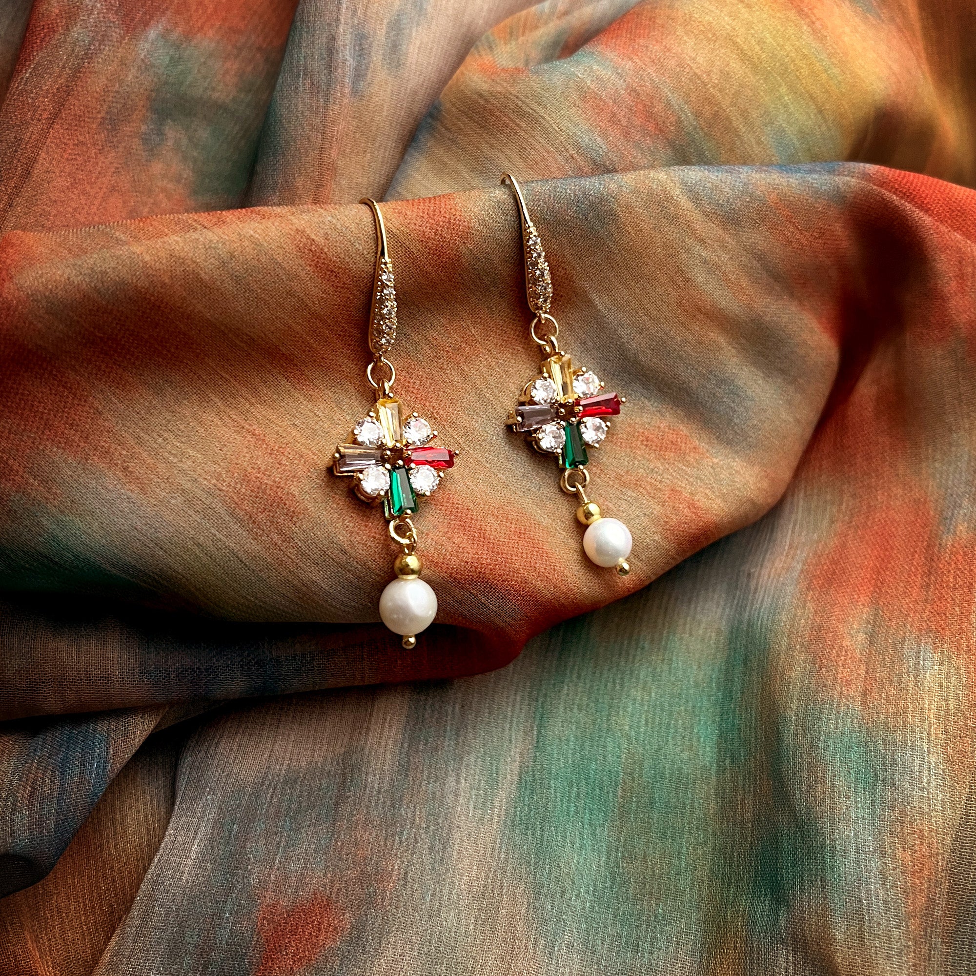 Gold Plated Cross Dangle Earrings