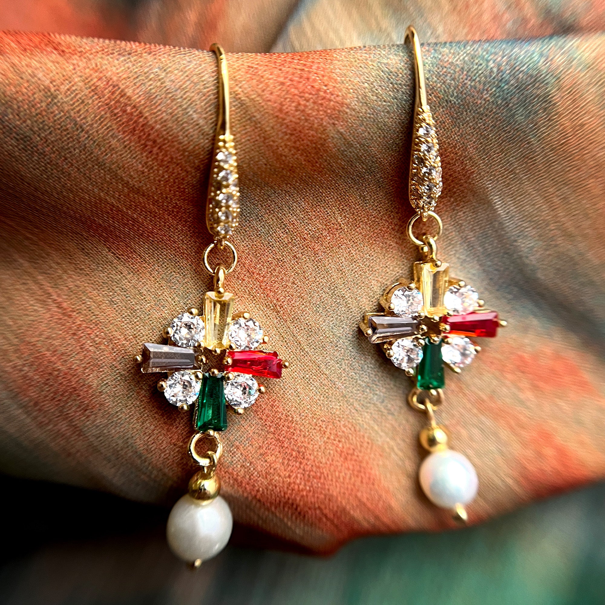 Gold Plated Cross Dangle Earrings