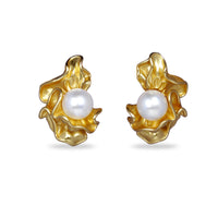 Gold Statement Flower Stud Earrings