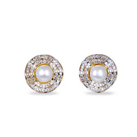 Wave Shape Freshwater Pearl Button Earrings