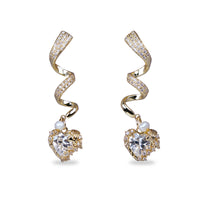 Ribbon Design Zircon Heart Pendant Drop